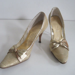 PALTER DeLISO Shoes Heels Gold VINTAGE 6 6.5 N